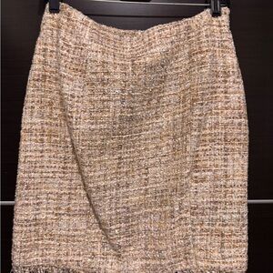 Boston Proper Tweed Pencil Skirt in Tan and Cream